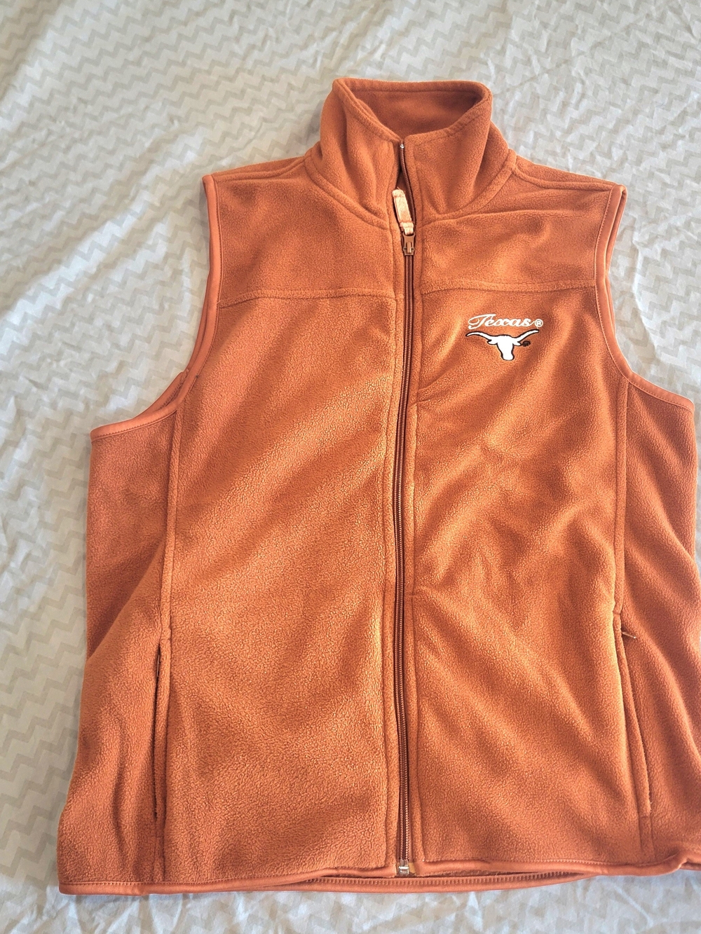 Orange Fleece Vest with Texas Longhorns Embroidery Size Medium. College